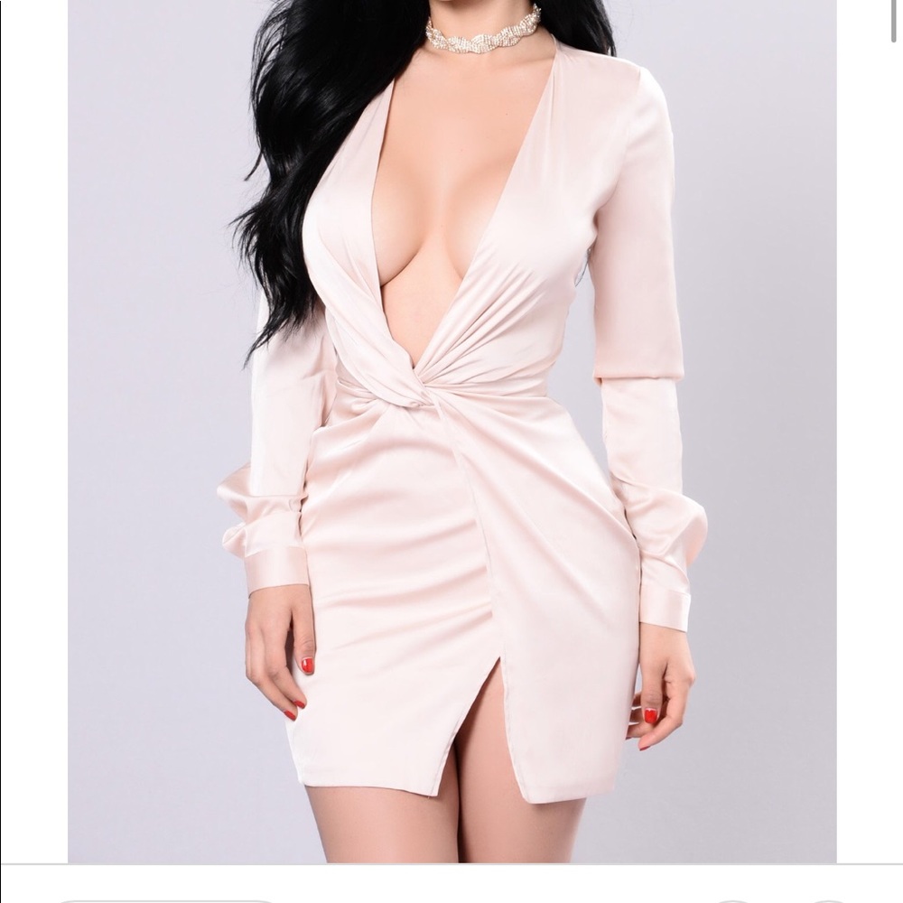 Champagne satin dress Worn once!